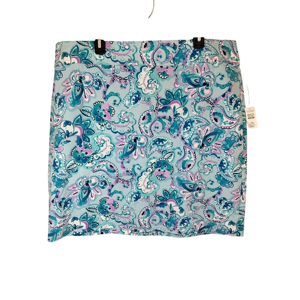 Talbots Womens Paisley Print Aqua Pencil Skirt Size 16W Officecore